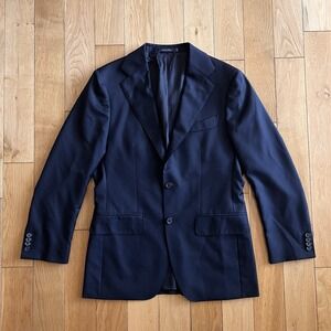NWOT Suitsupply Mens Navy Tailored Fit Havana Flap Slim Blazer Pure Wool S110 34